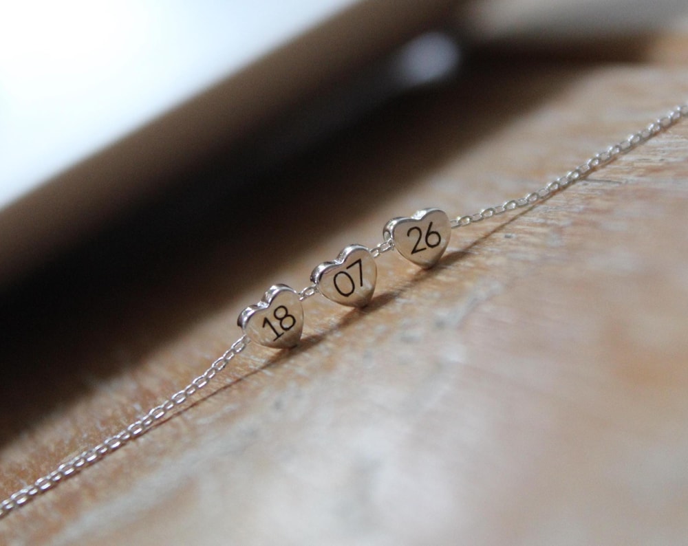 Three Heart Silver Personalised Bracelet